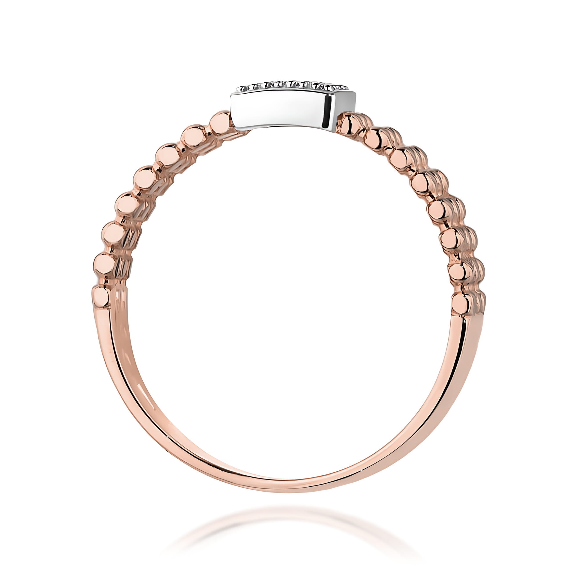 Nowoczesny pierścionek z diamentami różowe złoto