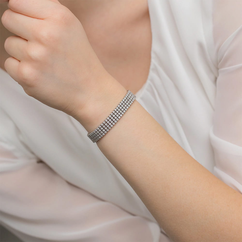 Bransoletka cztery rzędy diamentów 6,00 ct białe złoto