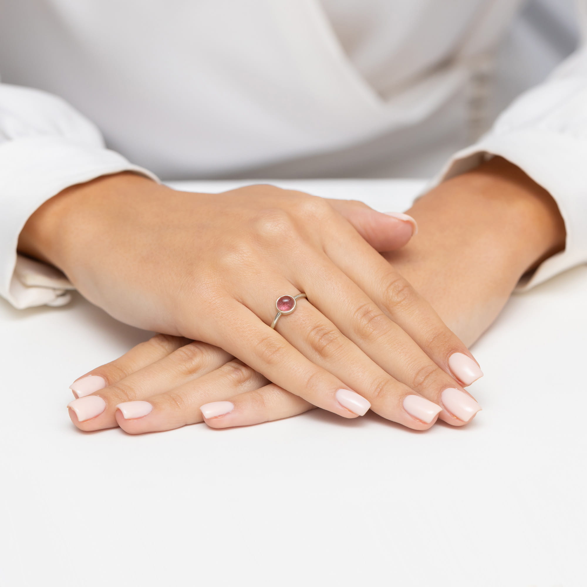 Pierścionek z różowym Turmalinem 1,00ct białe złoto