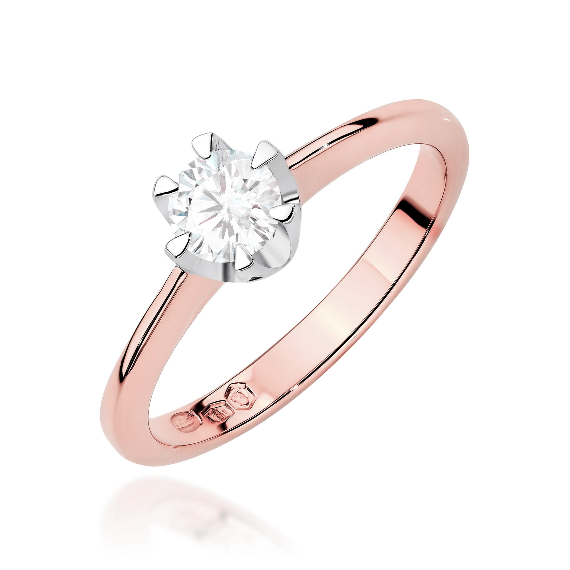 Pierścionek W0220 Diament Laboratoryjny 0,70ct różowe złoto