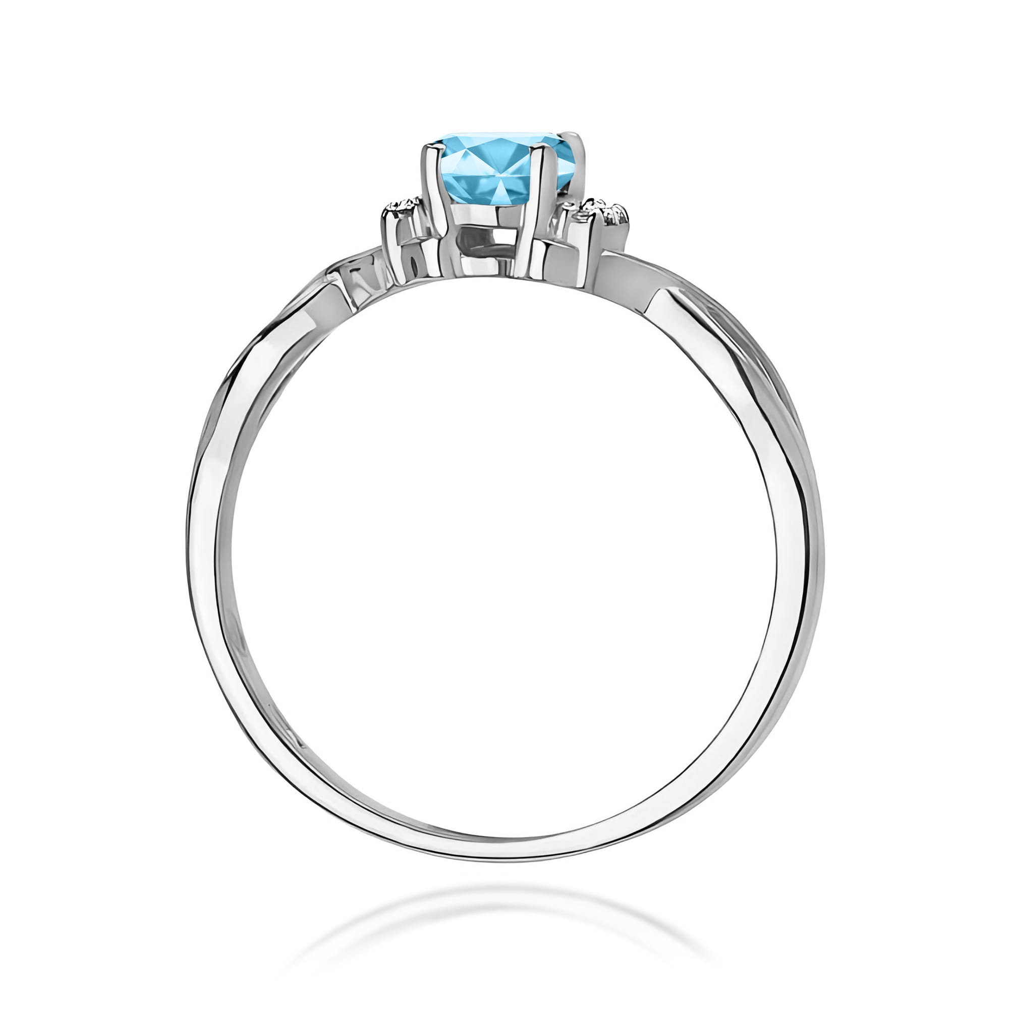 Pierścionek z białego złota z owalnym Topazem i brylantami