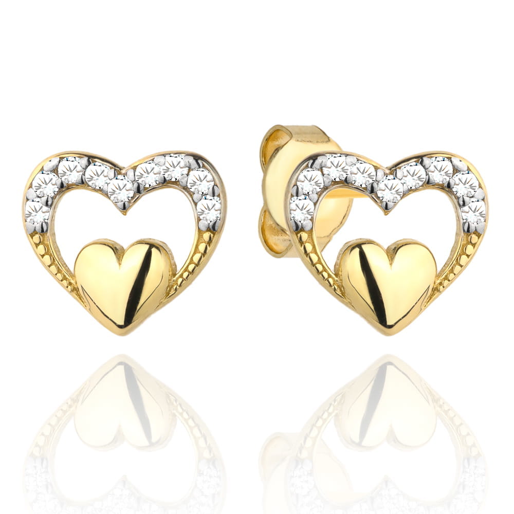 Kolczyki serduszko w sercu z cyrkonii
