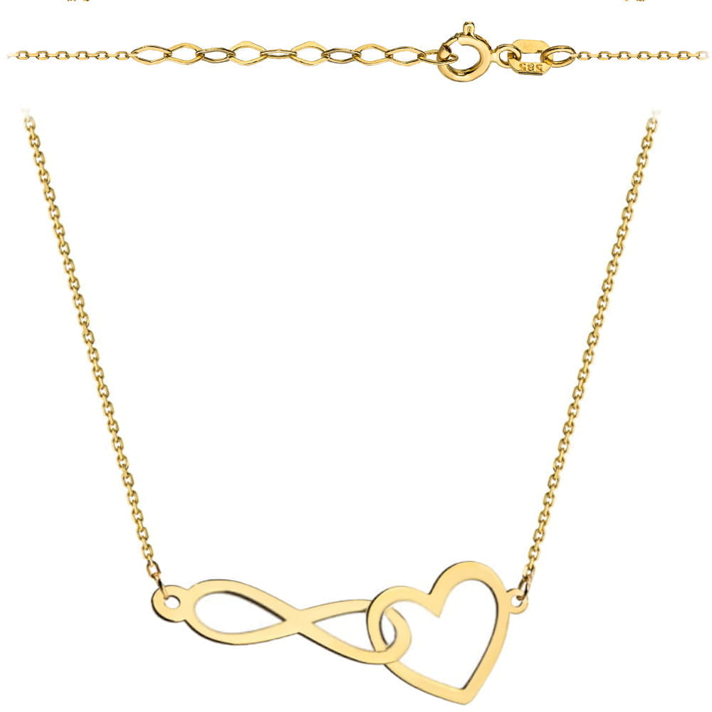 Celebrytka naszyjnik splecione serce i nieskończoność super lekka