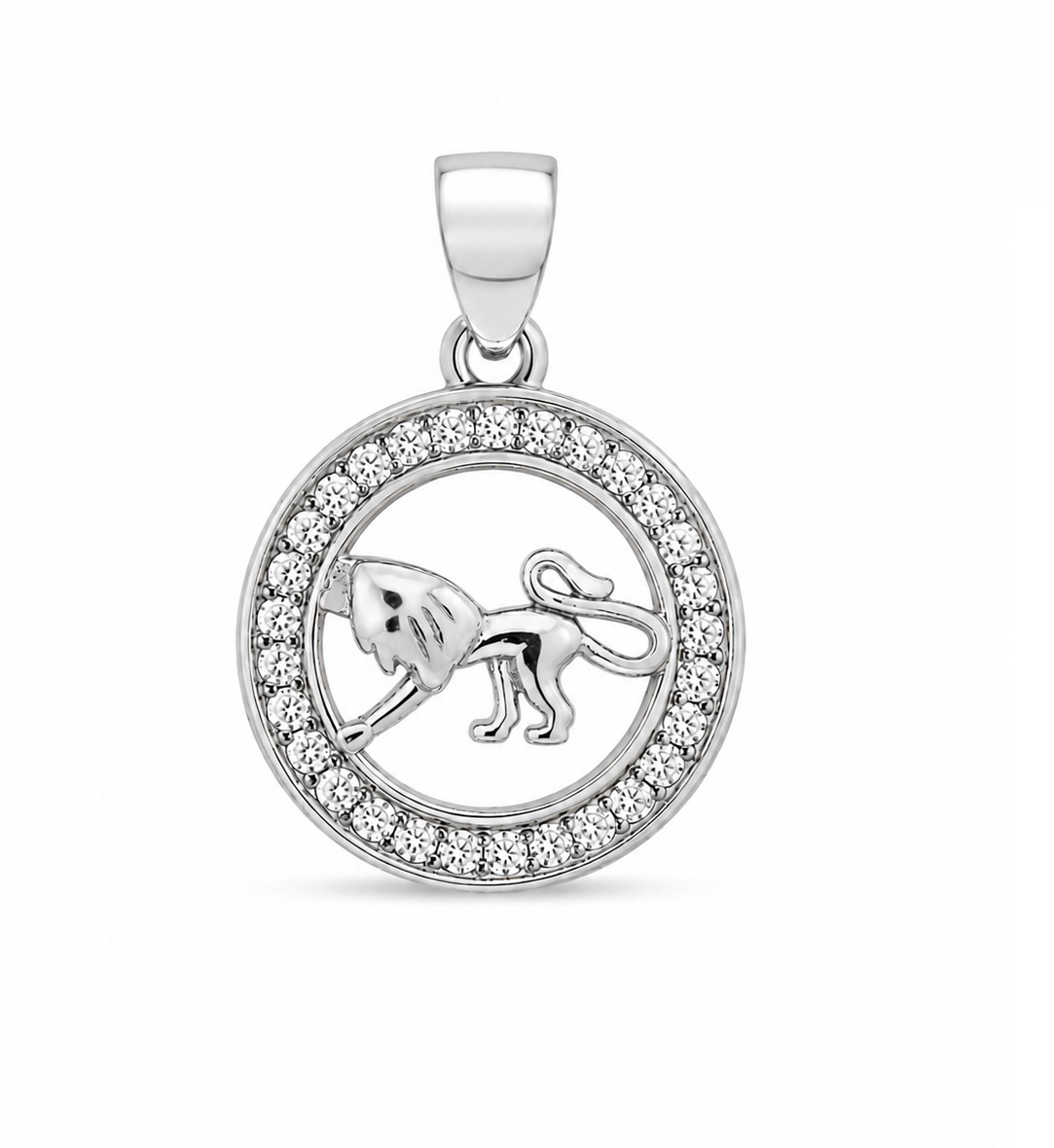 Zawieszka znak zodiaku Lew w kółku z cyrkoniami