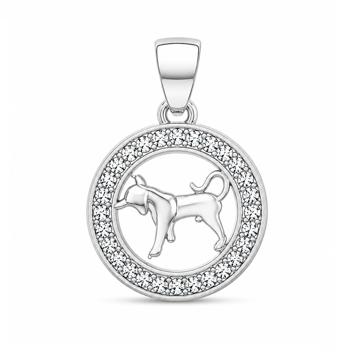 Zawieszka znak zodiaku Byk w kółku z cyrkoniami