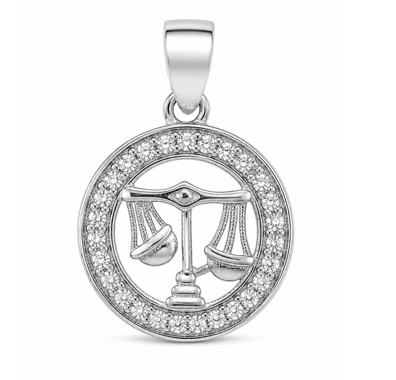 Zawieszka znak zodiaku Waga w kółku z cyrkoniami