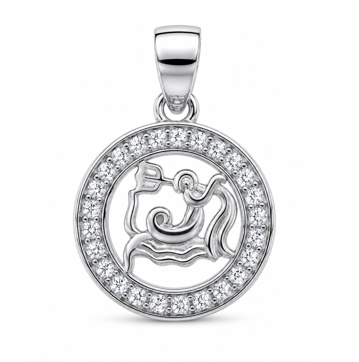 Zawieszka znak zodiaku Wodnik w kółku z cyrkoniami
