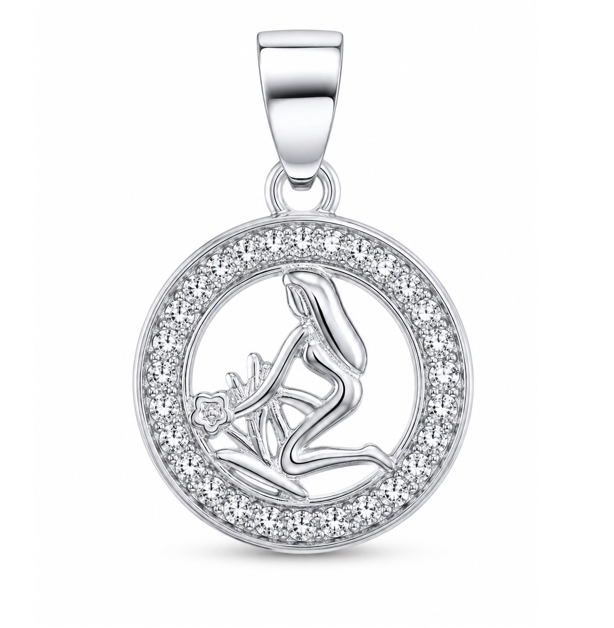 Zawieszka znak zodiaku Panna w kółku z cyrkoniami