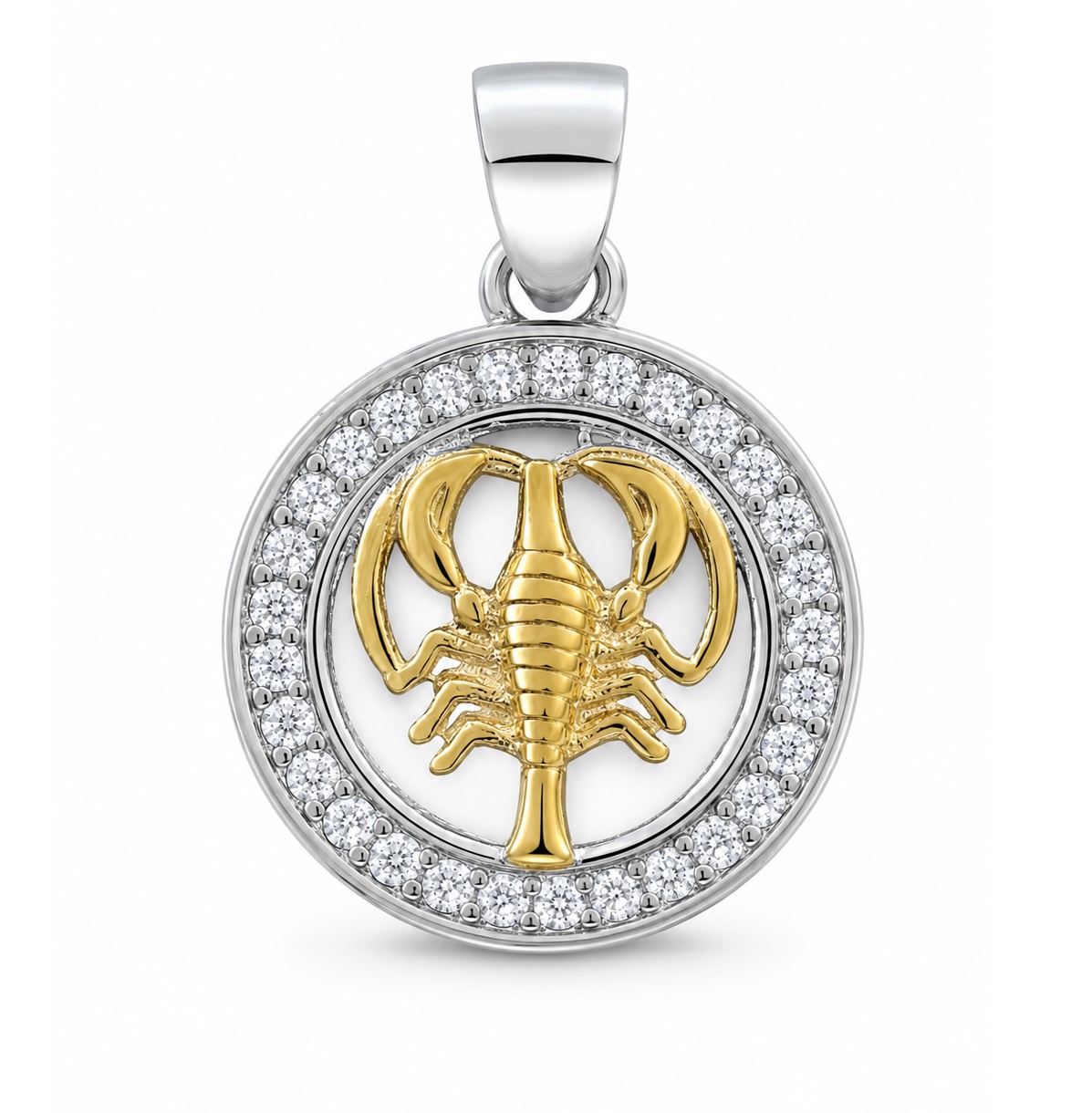 Zawieszka znak zodiaku Rak pozłacany w kółku z cyrkoniami