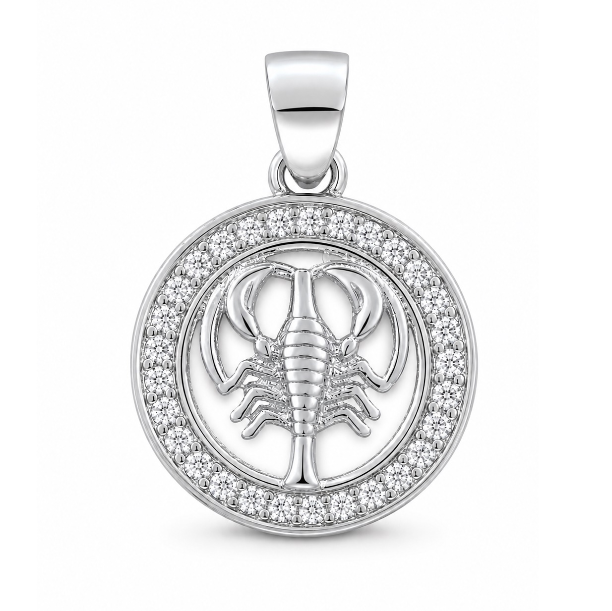 Zawieszka znak zodiaku Rak w kółku z cyrkoniami