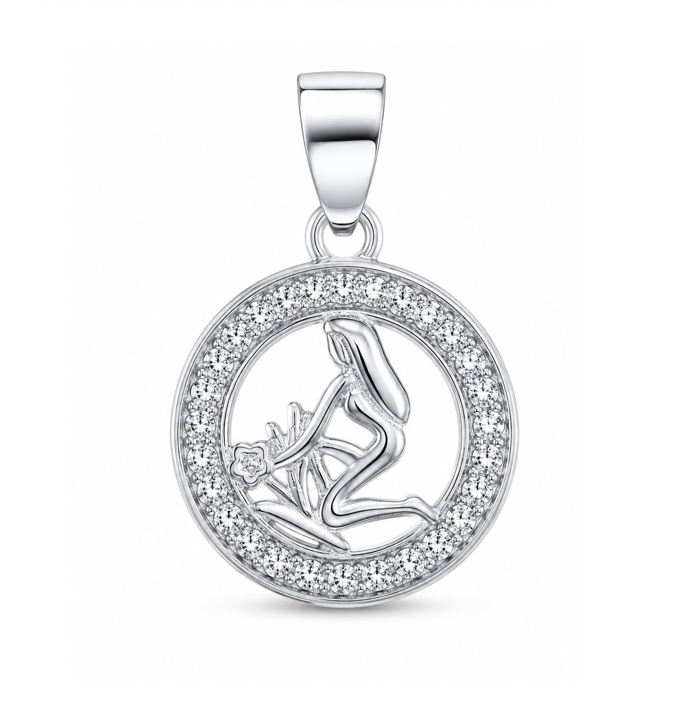 Zawieszka znak zodiaku Panna w kółku z cyrkoniami