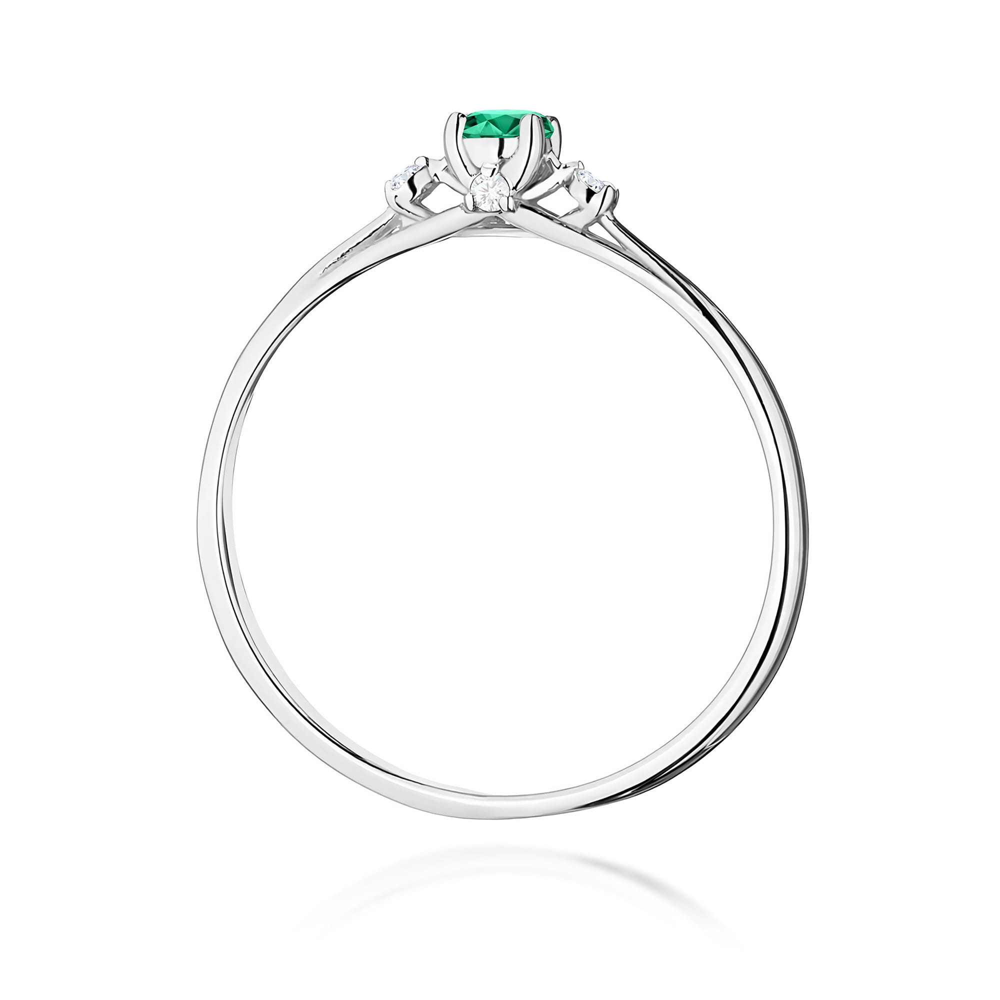 Pierścionek z Szmaragdem 0,15 ct oraz brylantami