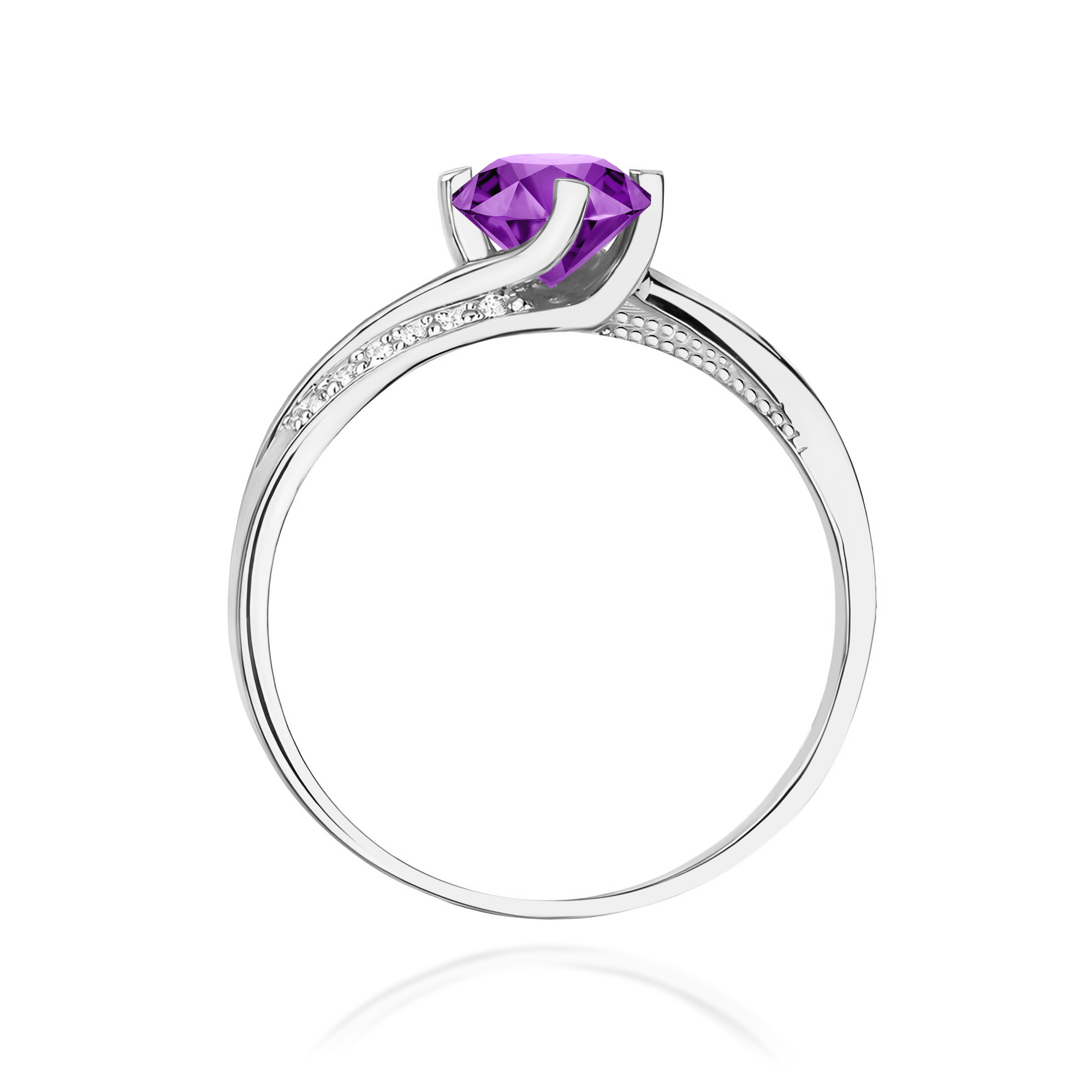 Elegancki pierścionek z Ametystem 0,50ct białe złoto