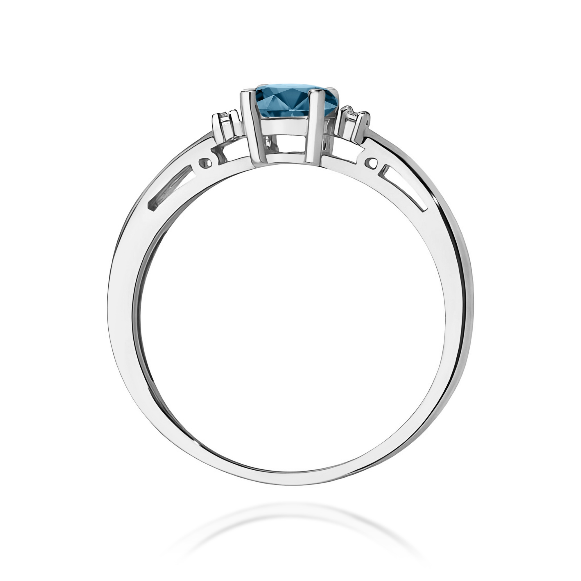 Pierścionek owalny Topaz London Blue 0,50ct białe złoto