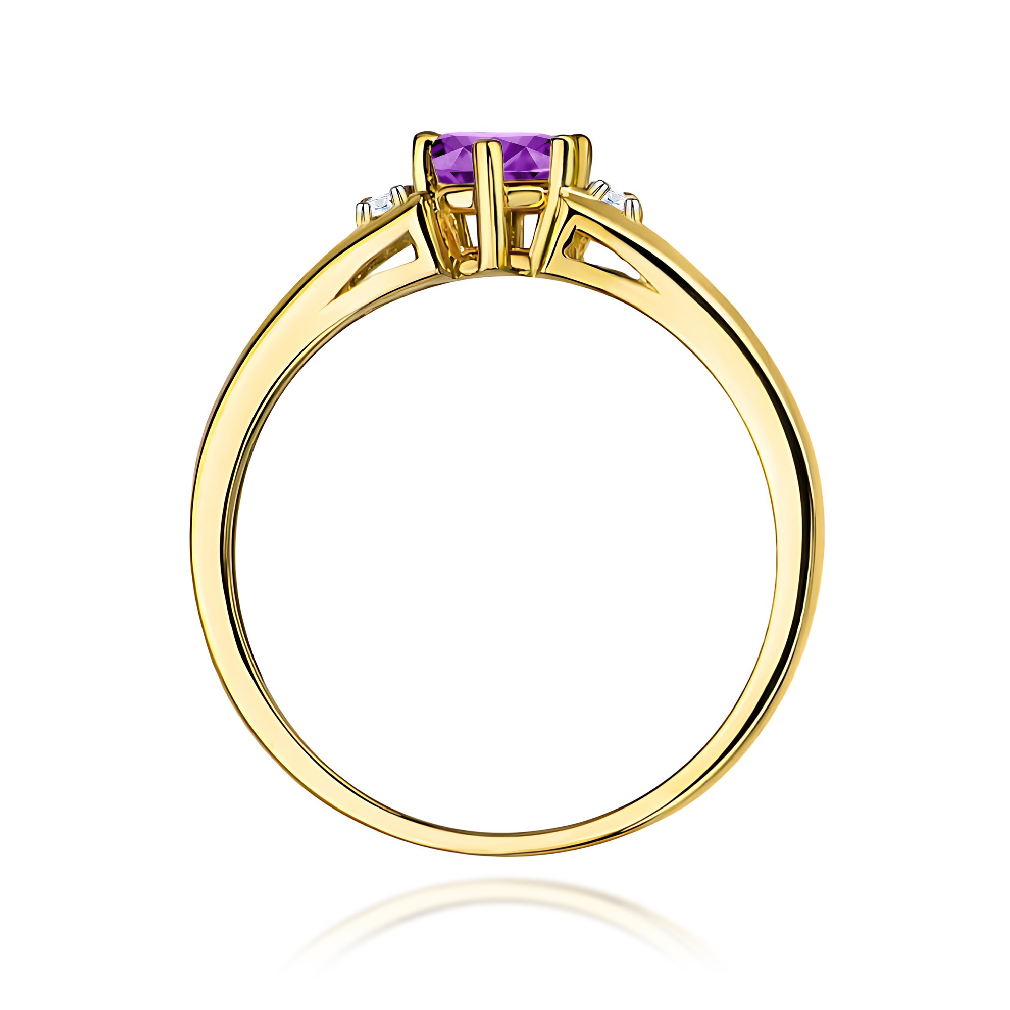 Elegancki pierścionek z Ametystem 0,50ct żółte złoto