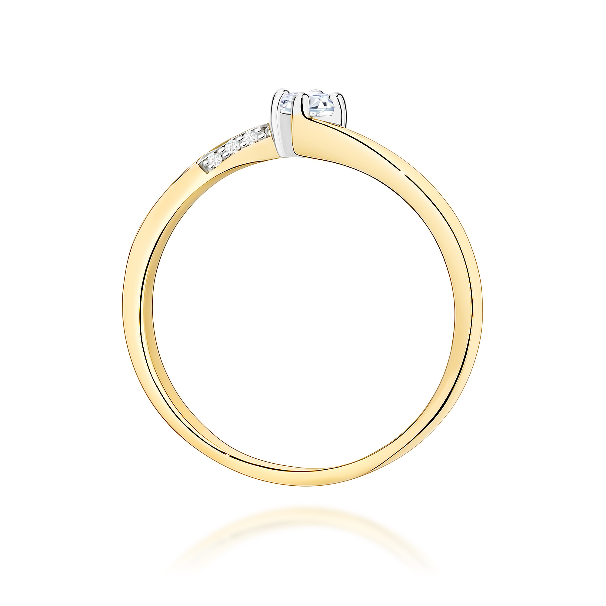 Pierścionek z żółego złota AU 585 z Diamentem 0,10ct