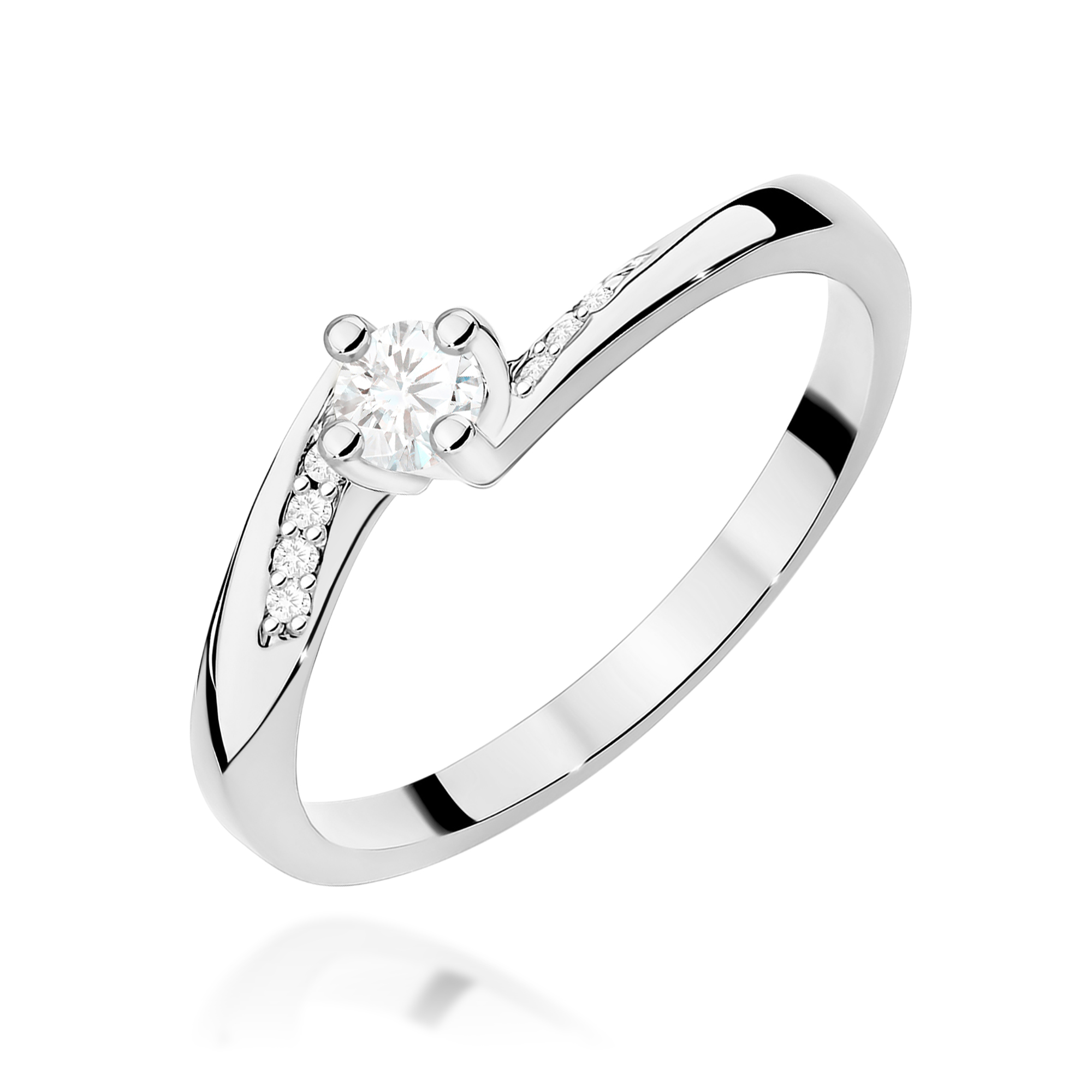 Pierścionek Diament 0,10ct białe złoto