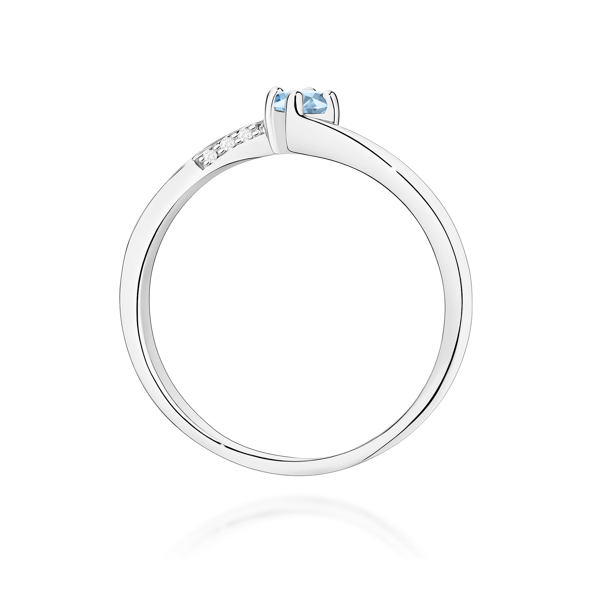 Pierścionek Diament Laboratoryjny niebieski 0,15ct białe złoto