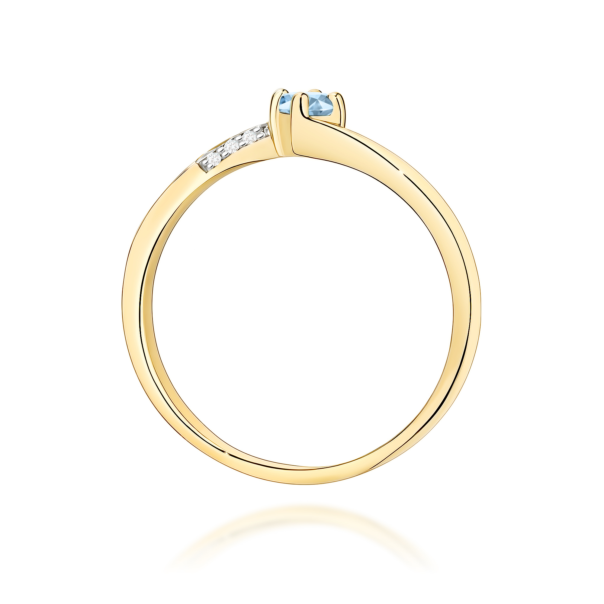 Pierścionek W0262 Diament Laboratoryjny niebieski 0,15ct żółte złoto