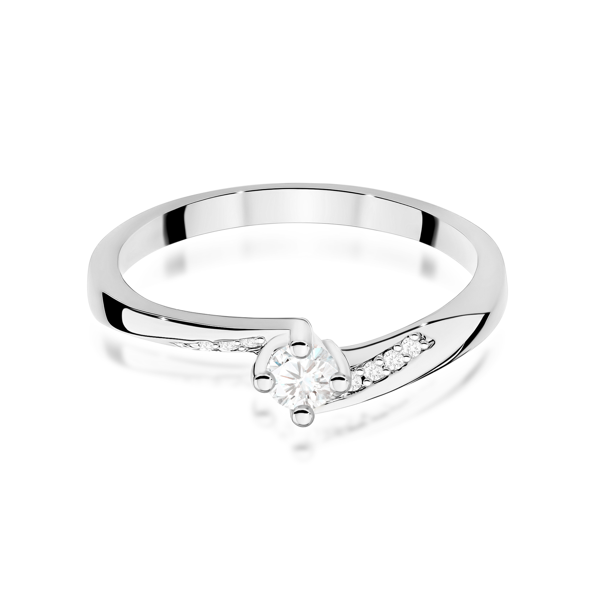 Pierścionek Diament 0,10ct białe złoto