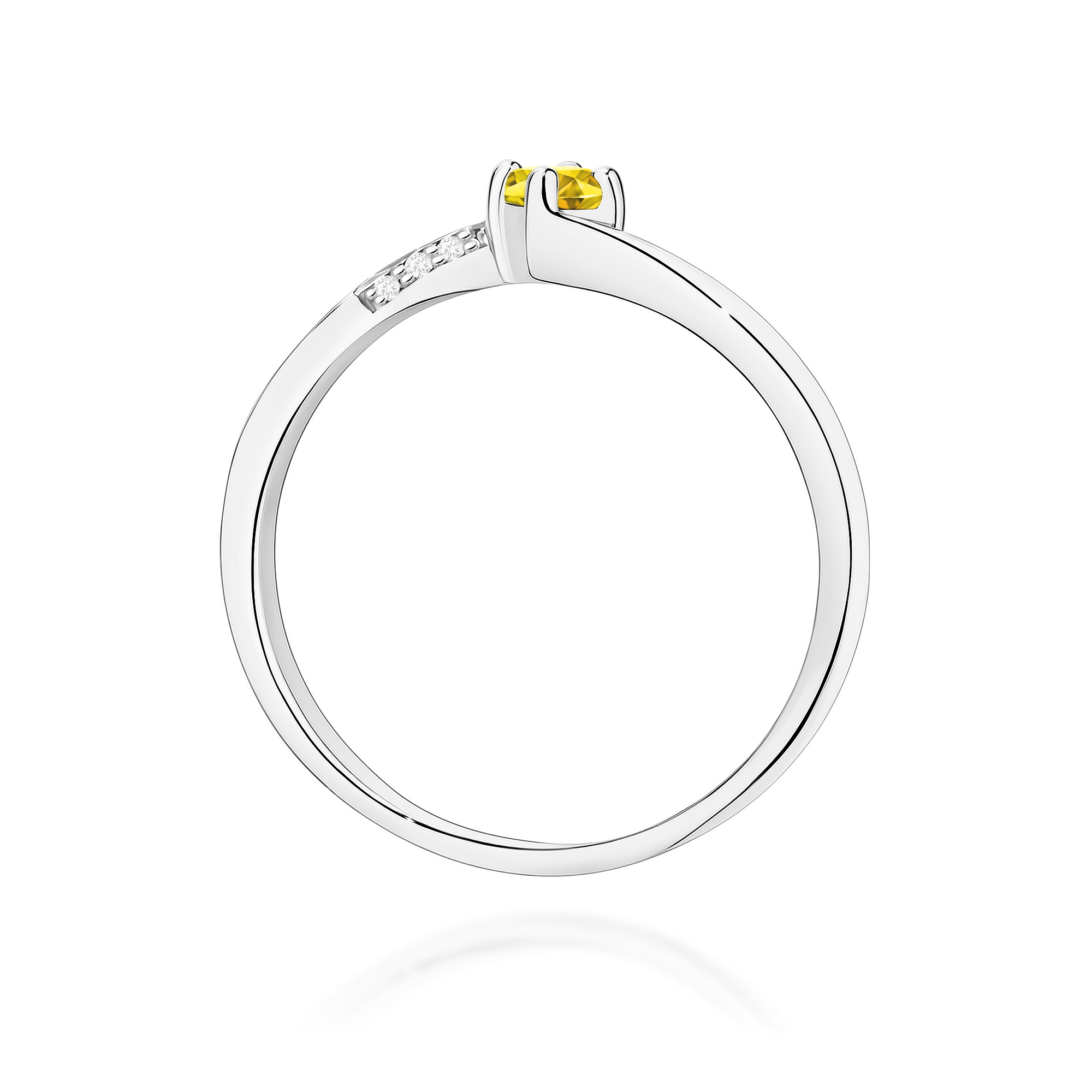 Pierścionek Diament Laboratoryjny żółty 0,15ct białe złoto