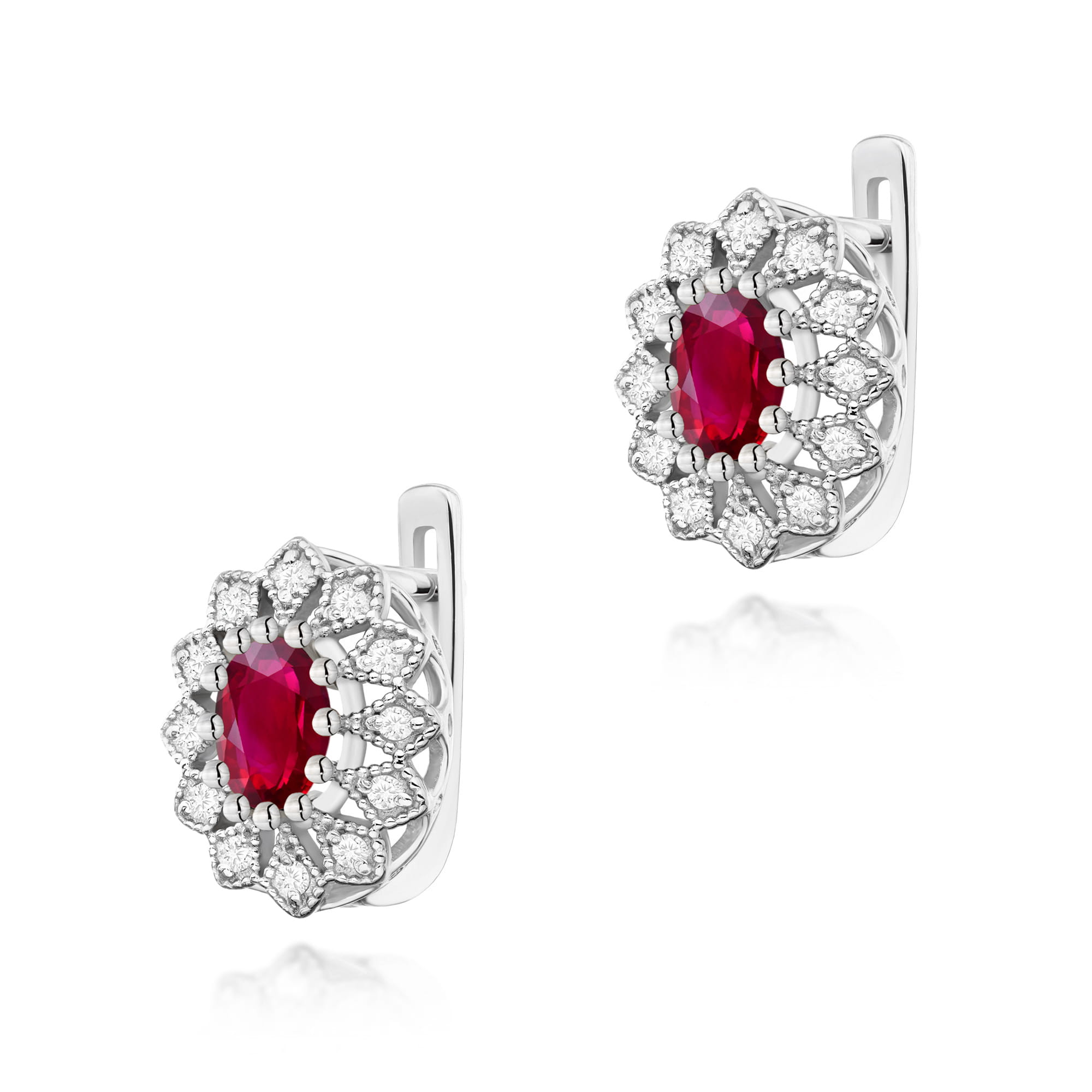Kolczyki na angielskim zapięciu z Rubinem i Brylantami