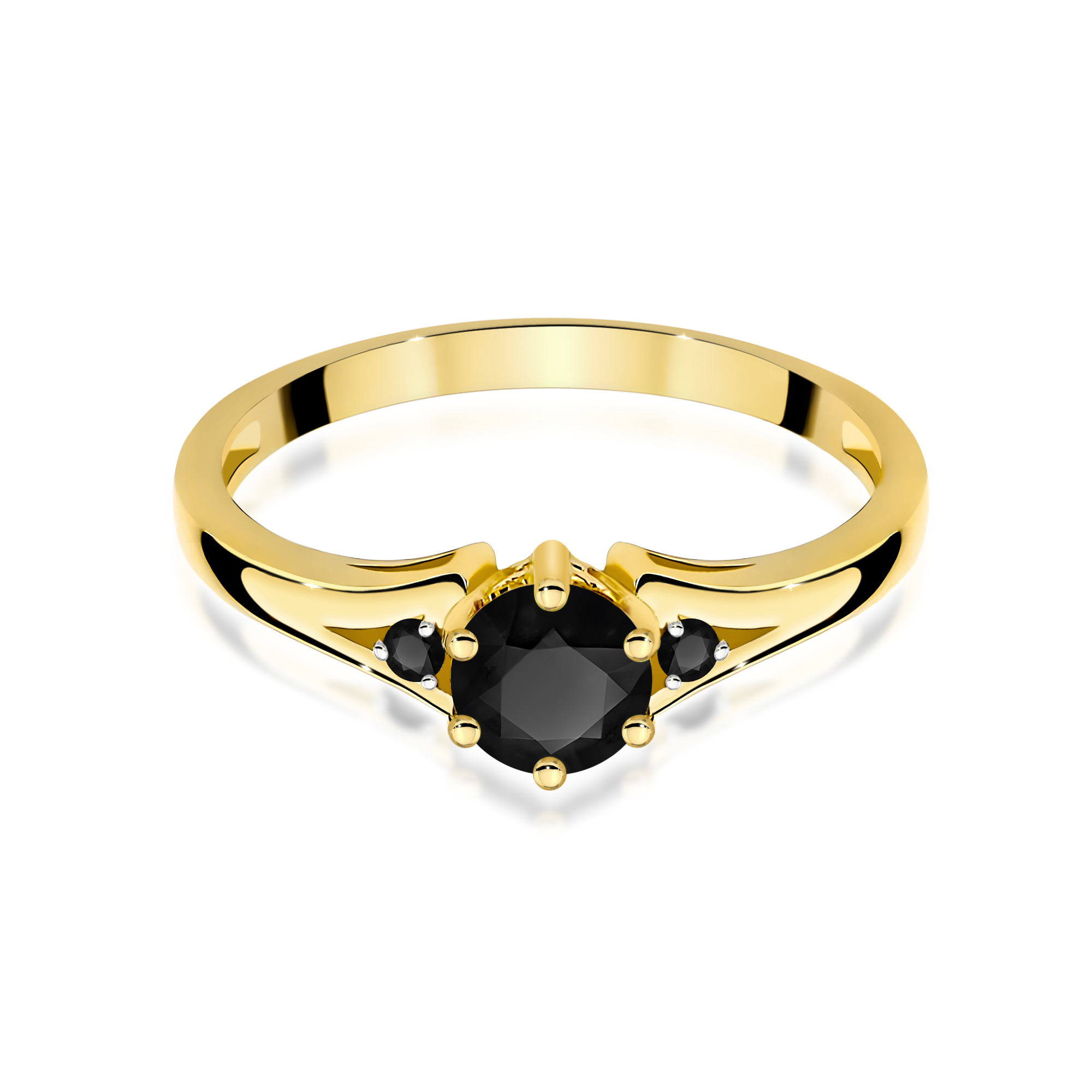 Pierścionek ze złota z czarnymi brylantami