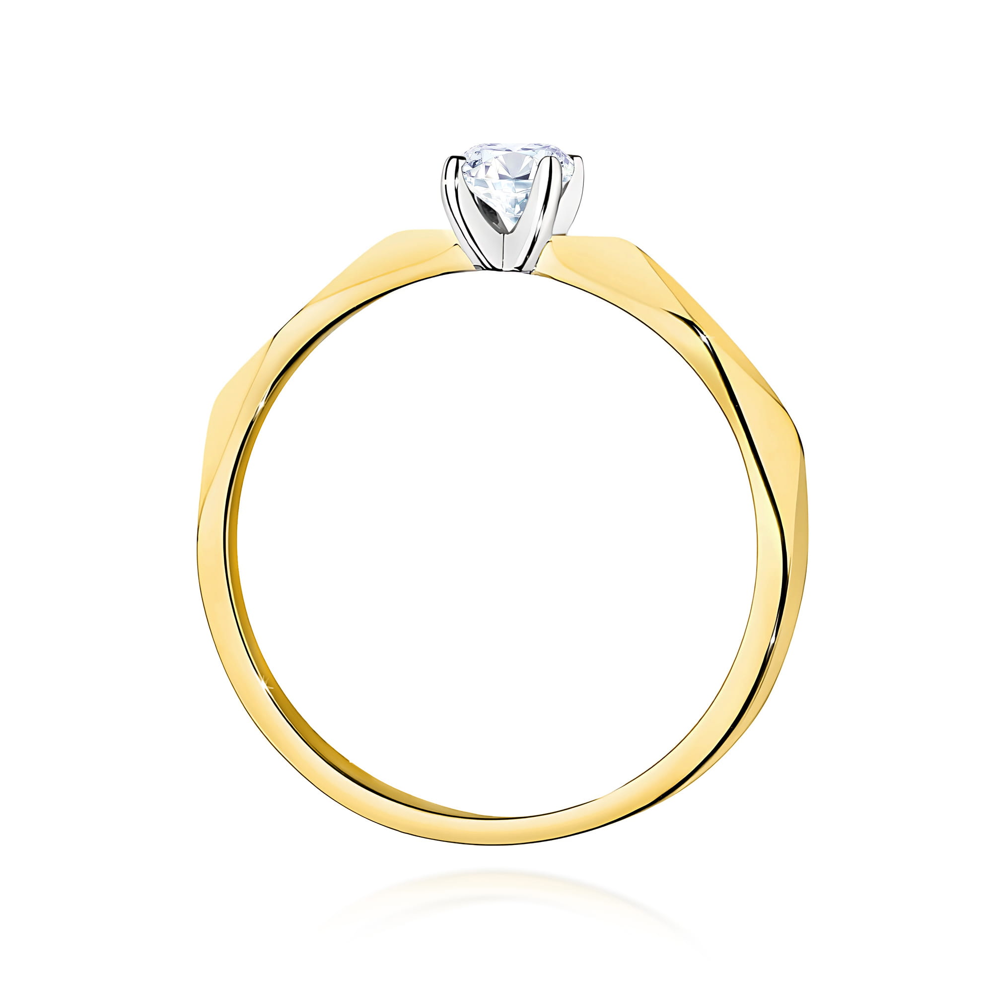 Pierścionek z fasetowaną szyną z diamnetem 0,15 ct