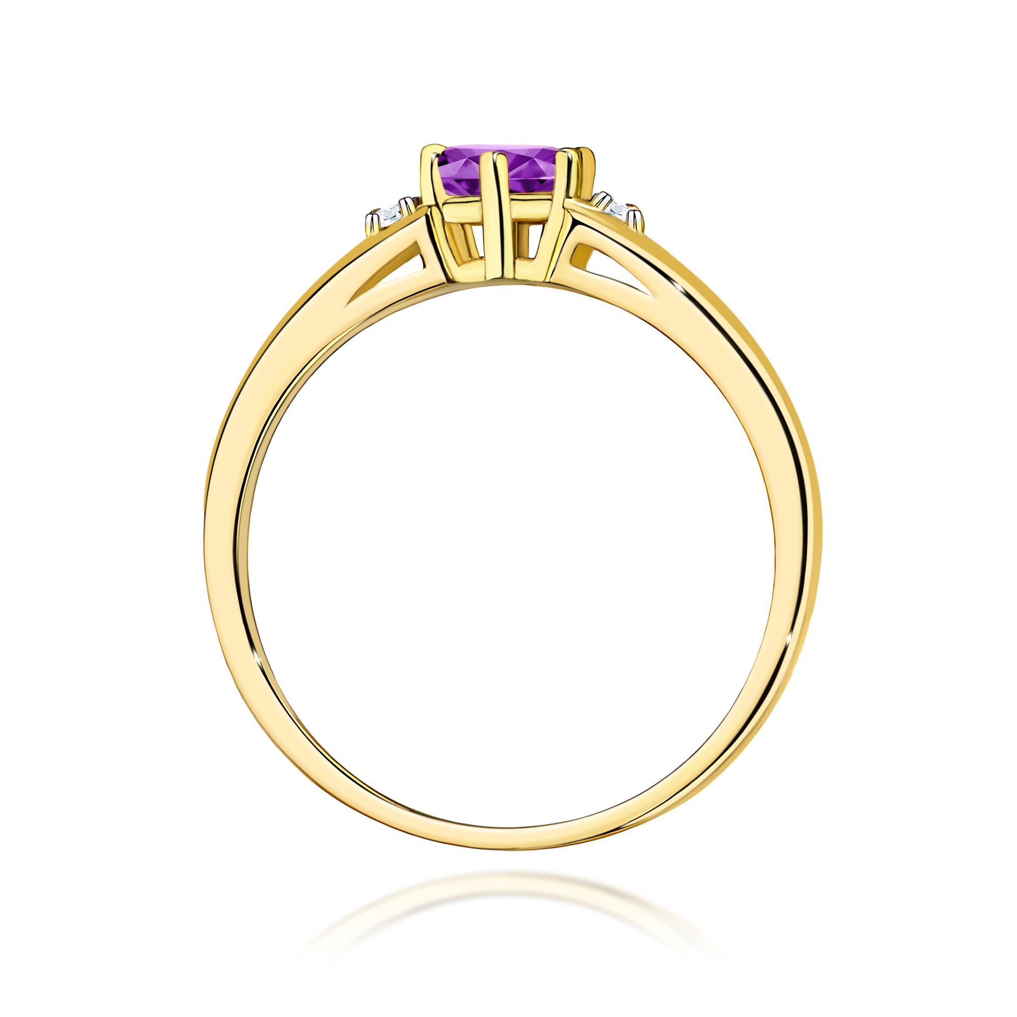 Elegancki pierścionek z Ametystem 0,50ct żółte złoto