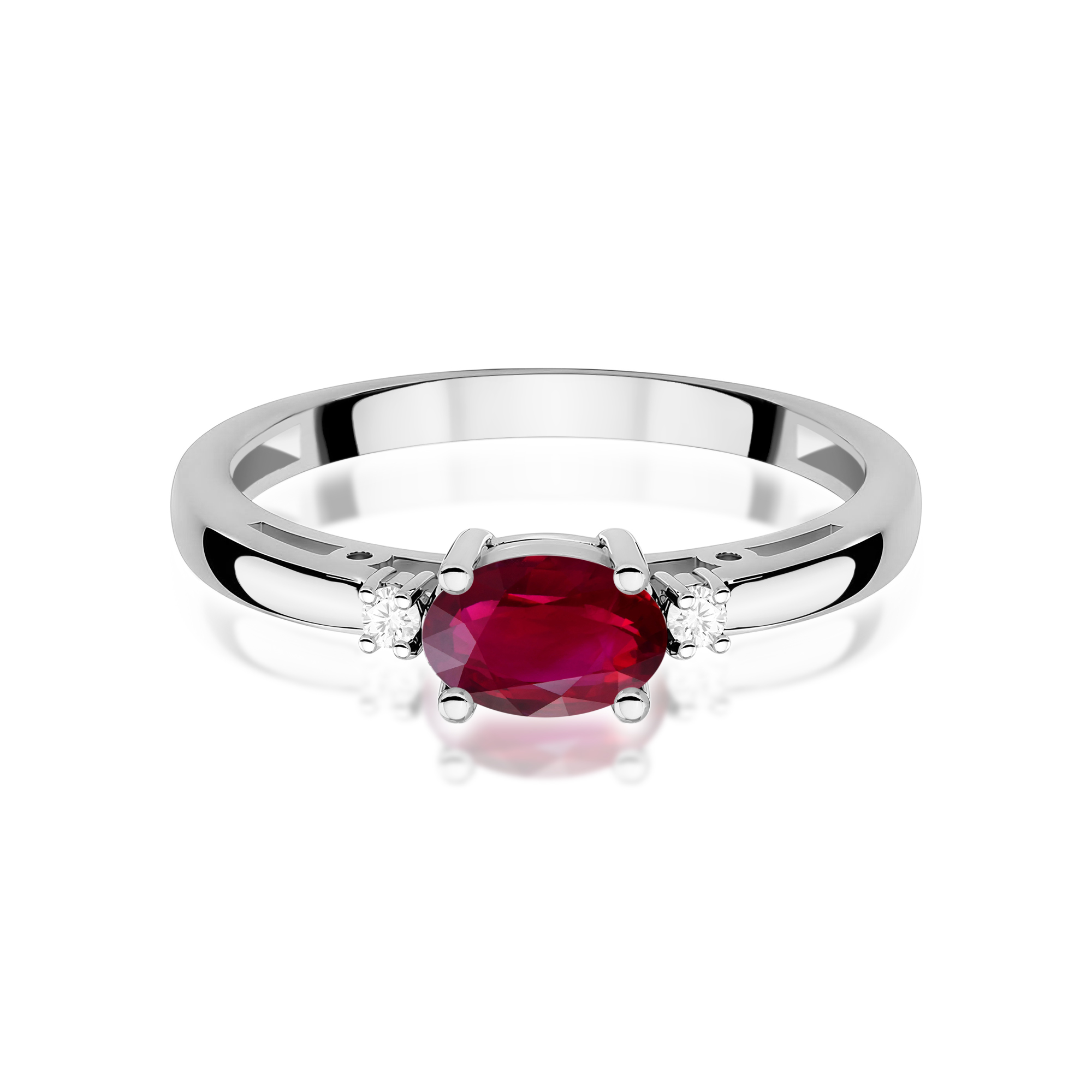 Pierścionek owalny
 Rubin 0,60ct białe złoto