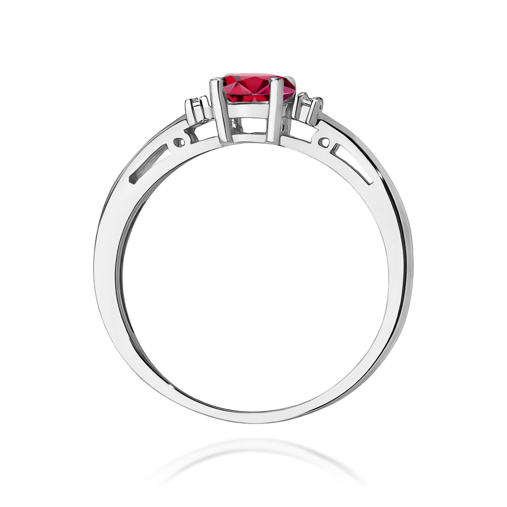 Pierścionek owalny
 Rubin 0,60ct białe złoto