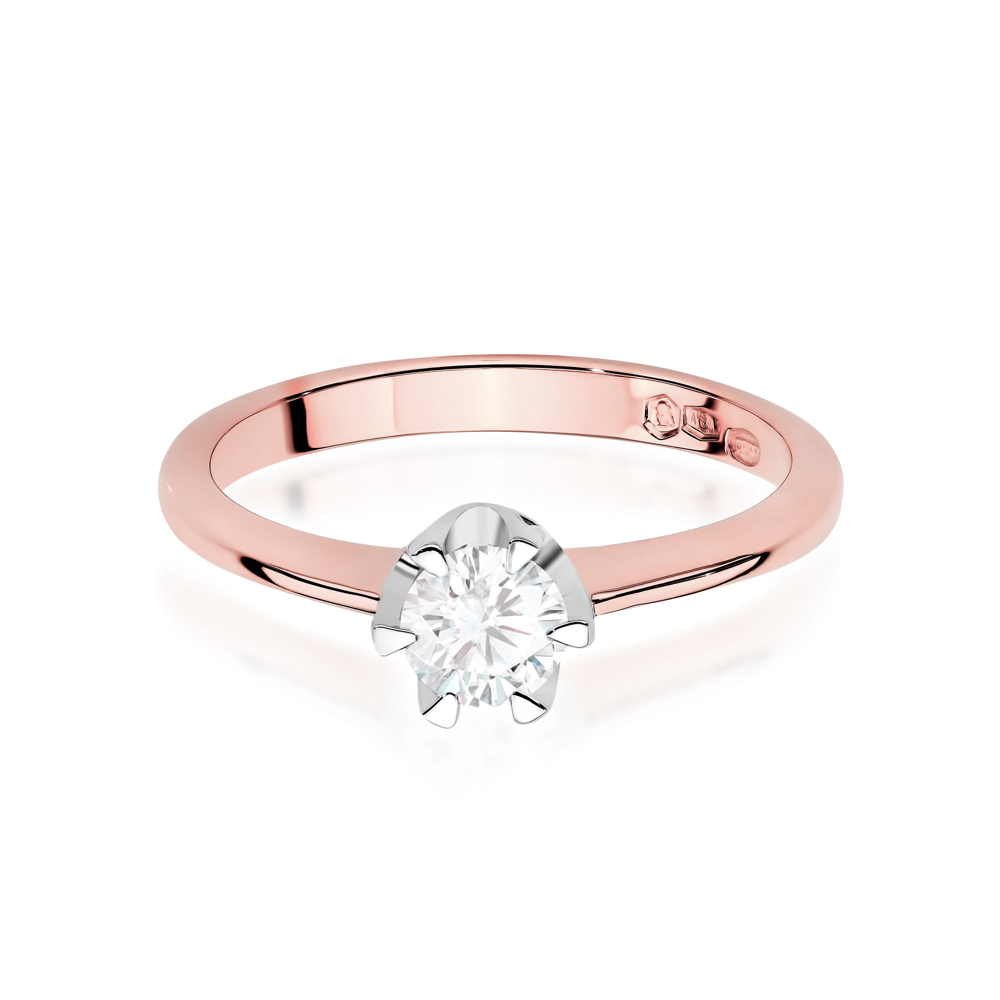 Pierścionek W0220 Diament Laboratoryjny 0,70ct różowe złoto