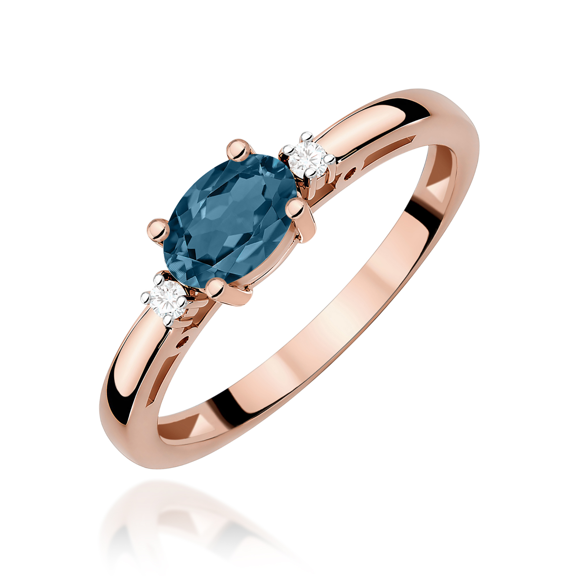Pierścionek owalny Topaz London Blue 0,50ct różowe złoto