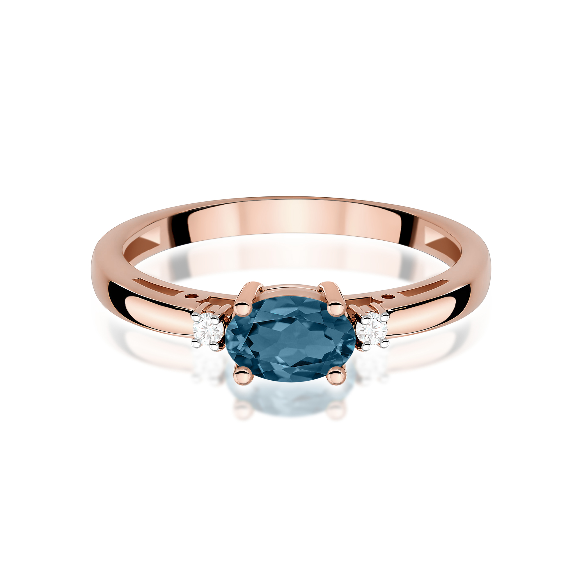 Pierścionek owalny Topaz London Blue 0,50ct różowe złoto