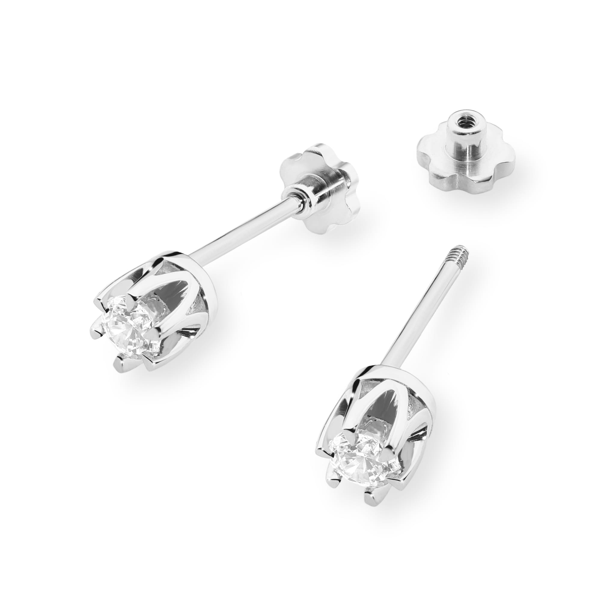 Kolczyki Diament 2 x 0,08ct białe złoto sztyft zakręcany