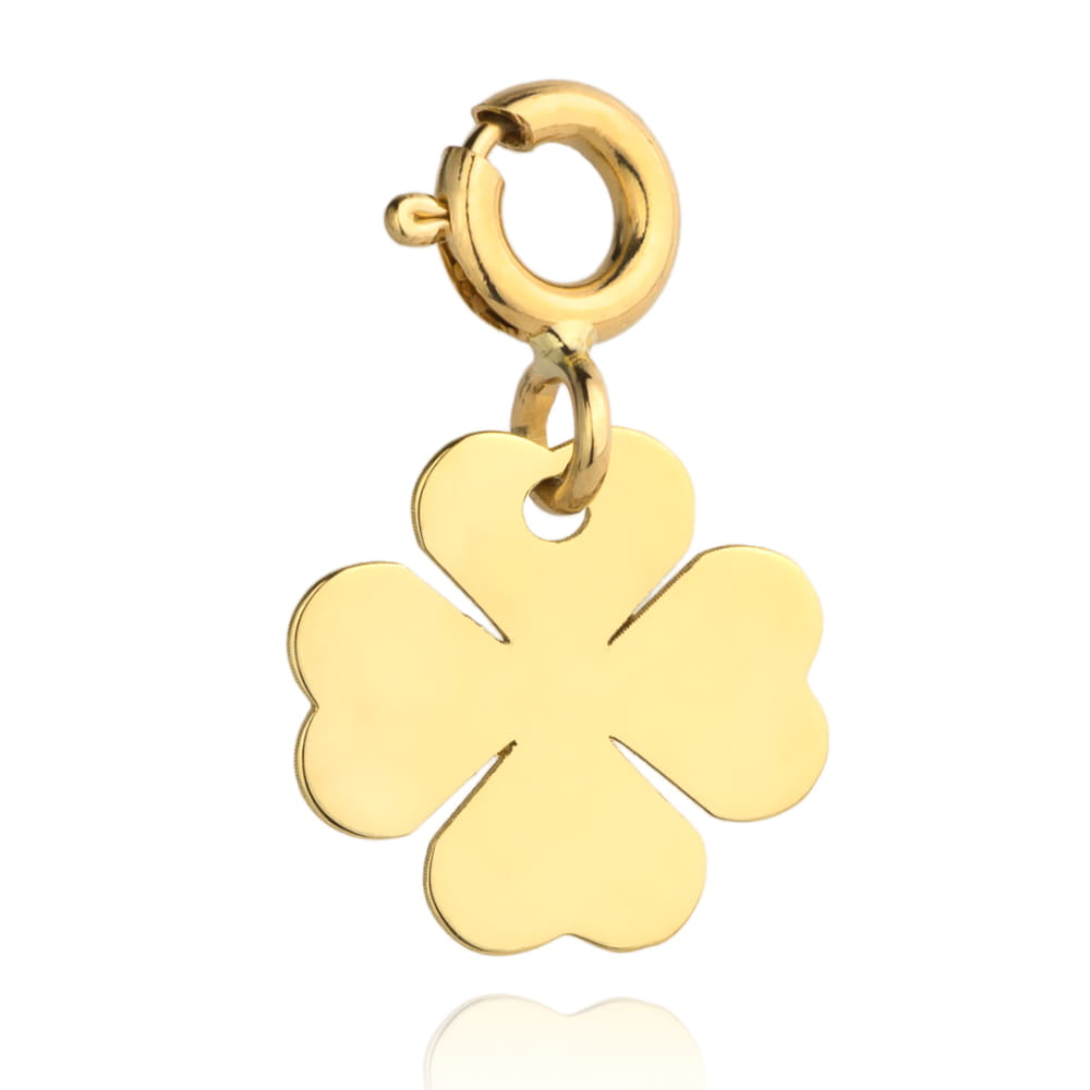 Zawieszka/charms pełna złota koniczynka 