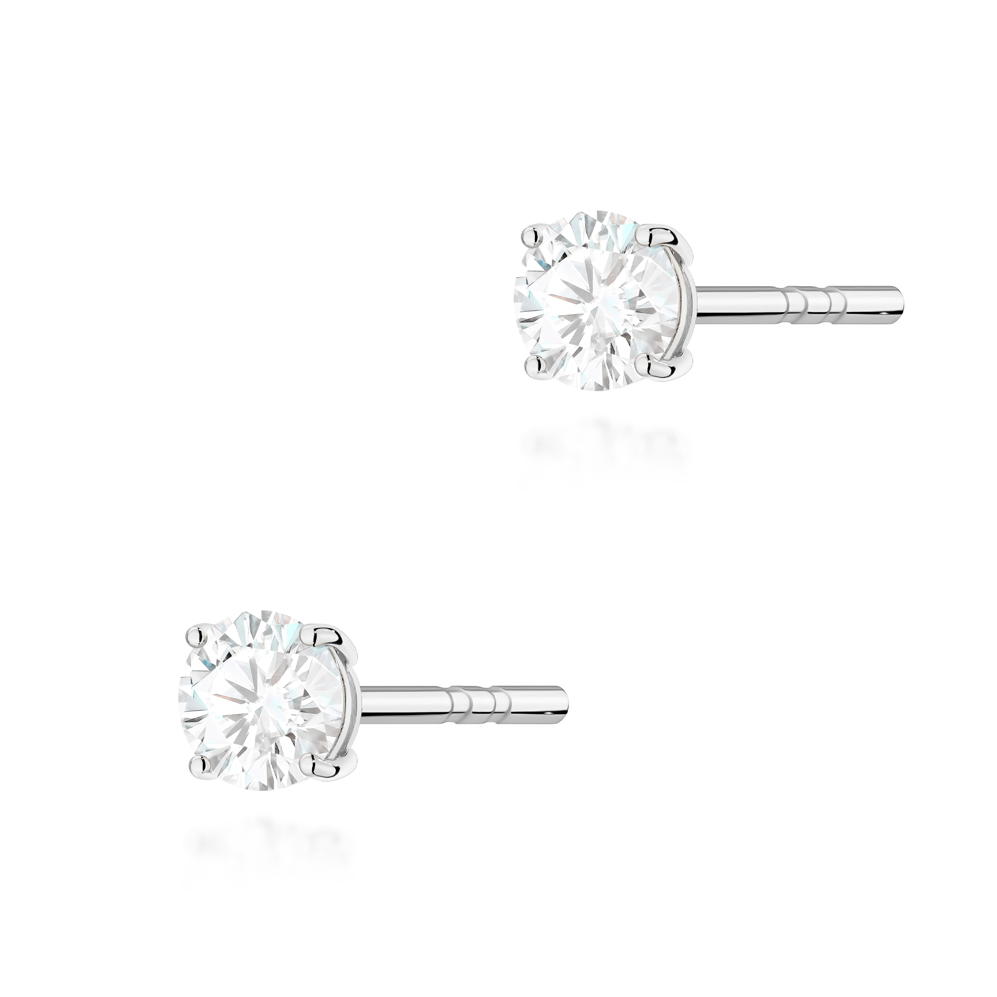 Kolczyki złote na sztyfcie z diamentami laboratoryjnymi 2 × 0,15 ct białe złoto pr. 585