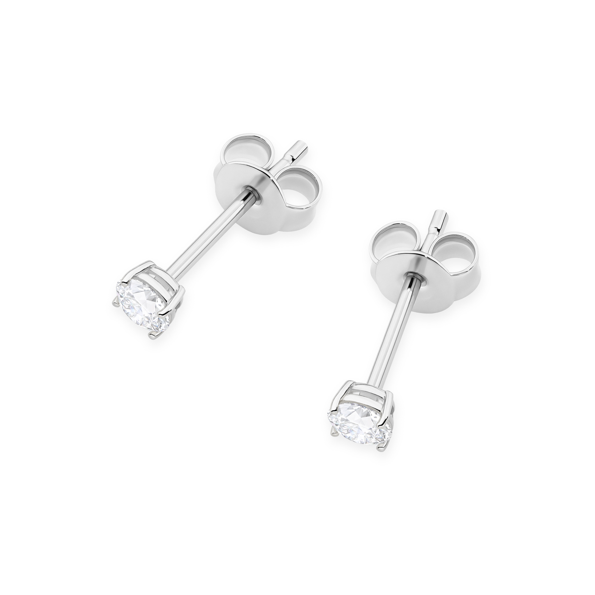 Kolczyki złote na sztyfcie z diamentami laboratoryjnymi 2 × 0,15 ct białe złoto pr. 585