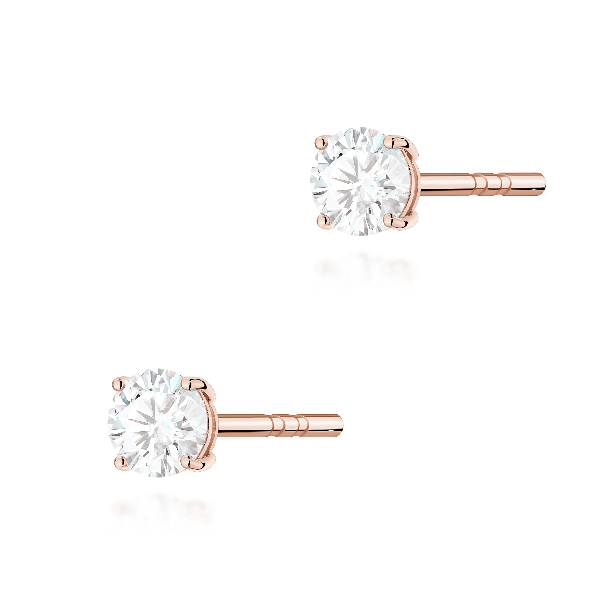 Kolczyki złote na sztyfcie z diamentami laboratoryjnymi 2 × 0,15 ct różowe złoto pr. 585